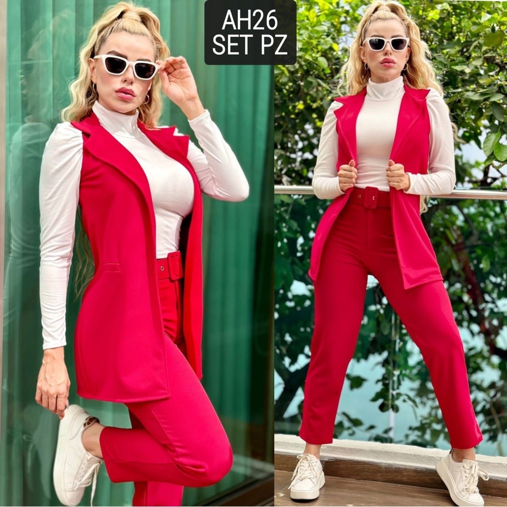 4 piece set white/red
